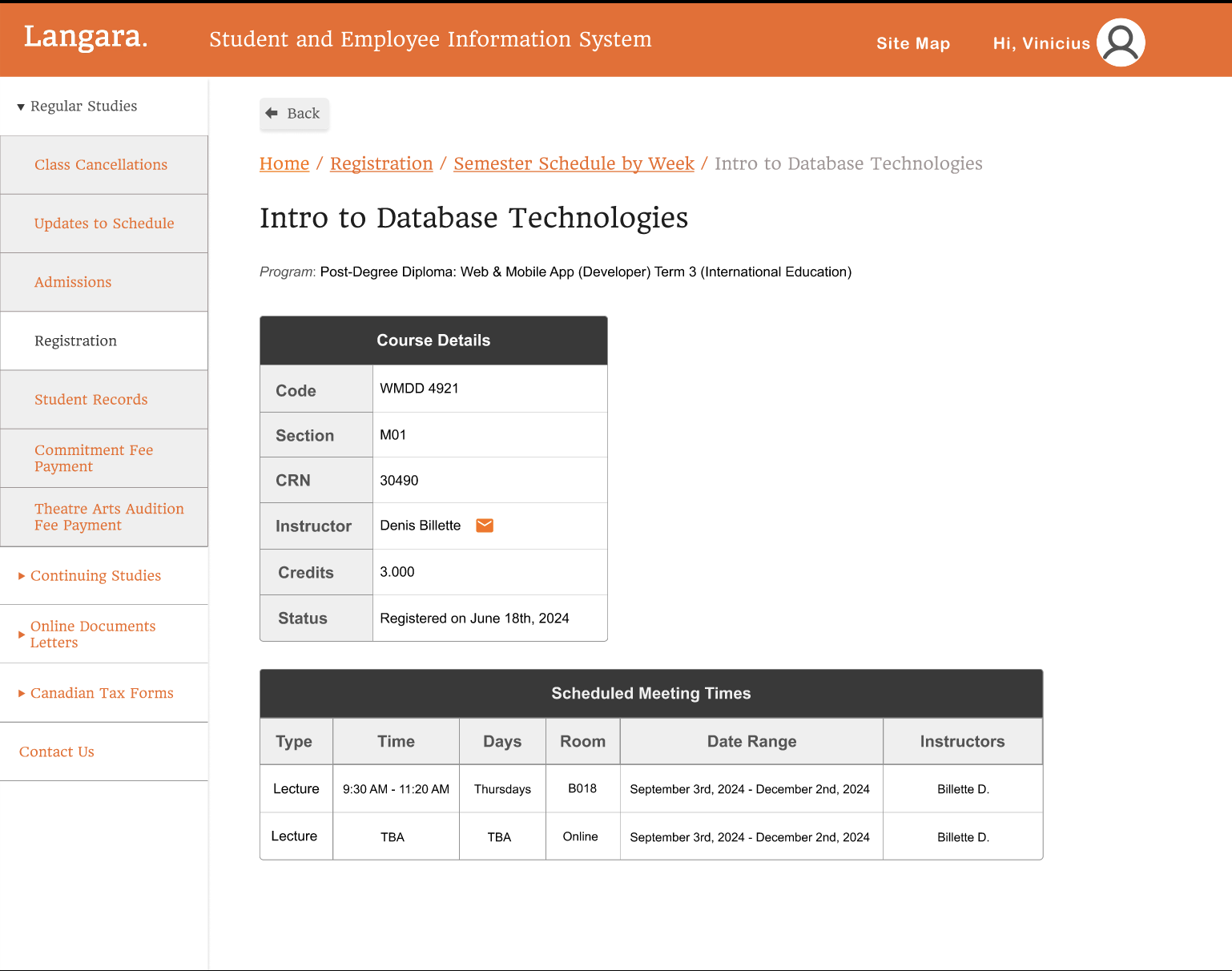 Vue détaillée du cours